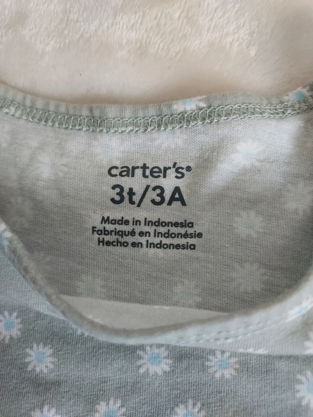 Carter's Light Sage Ditsy Daisy Cotton Dress 3T Cottagecore Spring Summer
